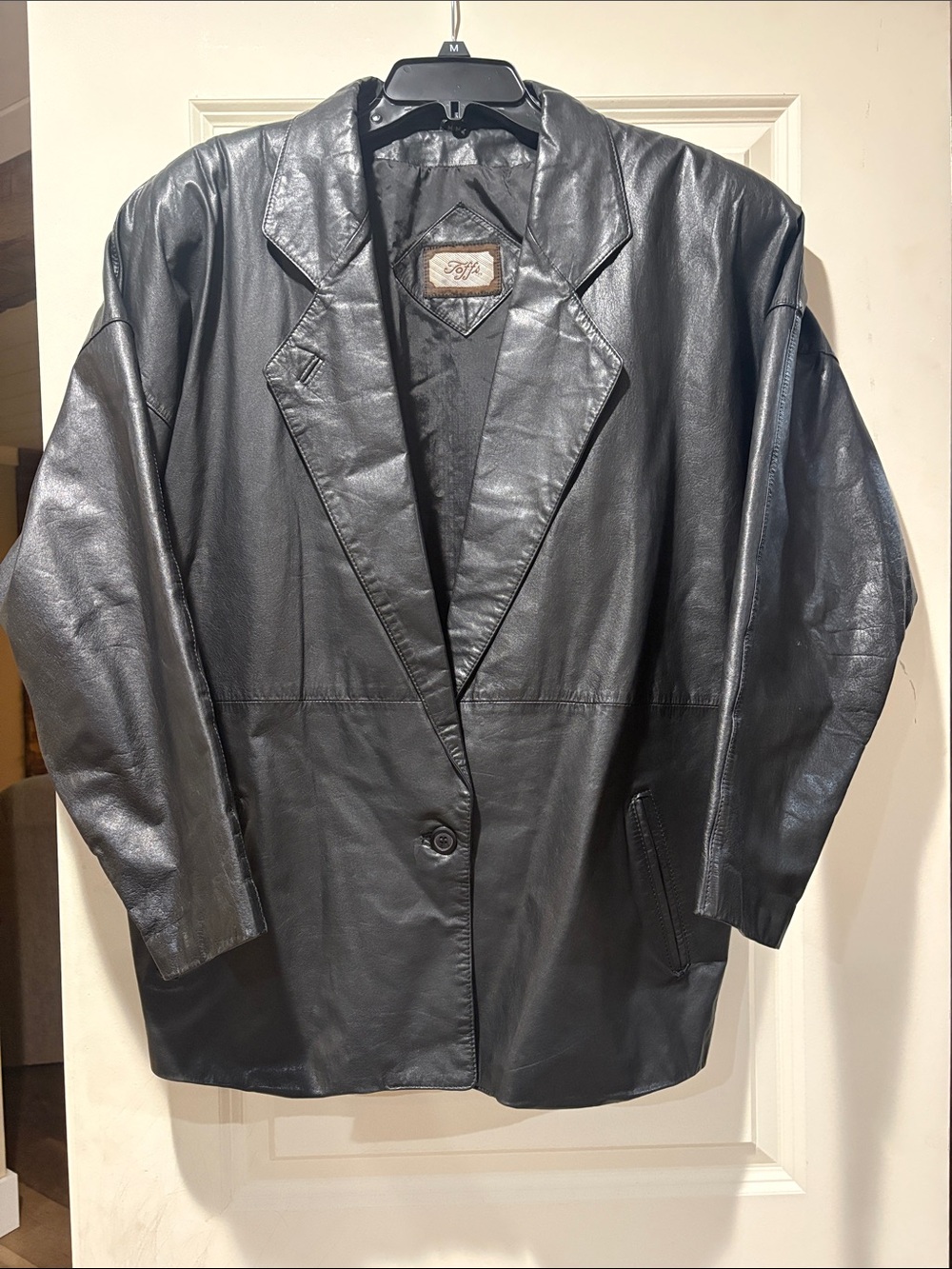 Women's Black Leather Blazer Jacket -